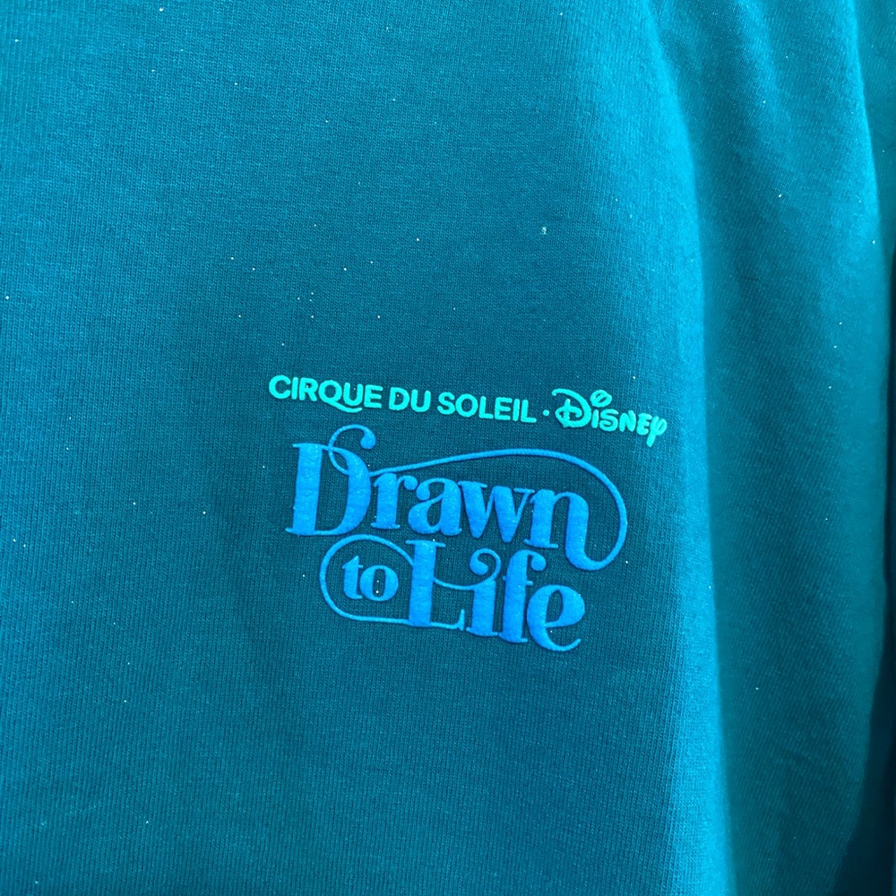 Disney Cirque du Soleil Glittery Teal Long Sleeve Spirit Jersey - Picture 4 of 5